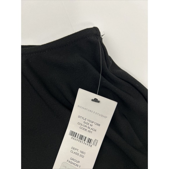 Signature Studio Women M Lil Black Dress One Shoulder Stretchy SKU 60076 - Picture 3 of 7